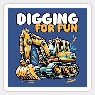 Excavator Cartoon Vehicle Funny Saying – Digging for Fun Magnet